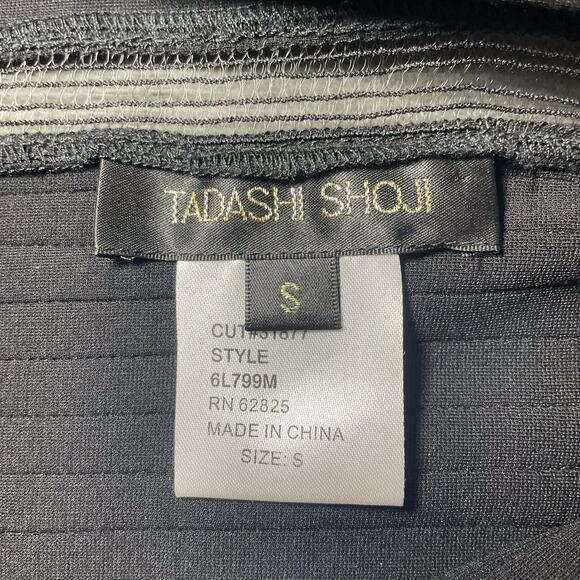 Tadashi Shoji Sleeveless Mesh Stripe Jersey Dress Fit & Flare Black - Size Small - Picture 3 of 11